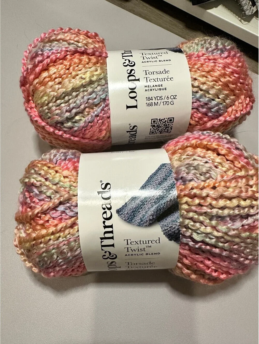 BRAND NEW 2 Skeins Loops & Threads Textured Twist Yarn - Dusty Sky
